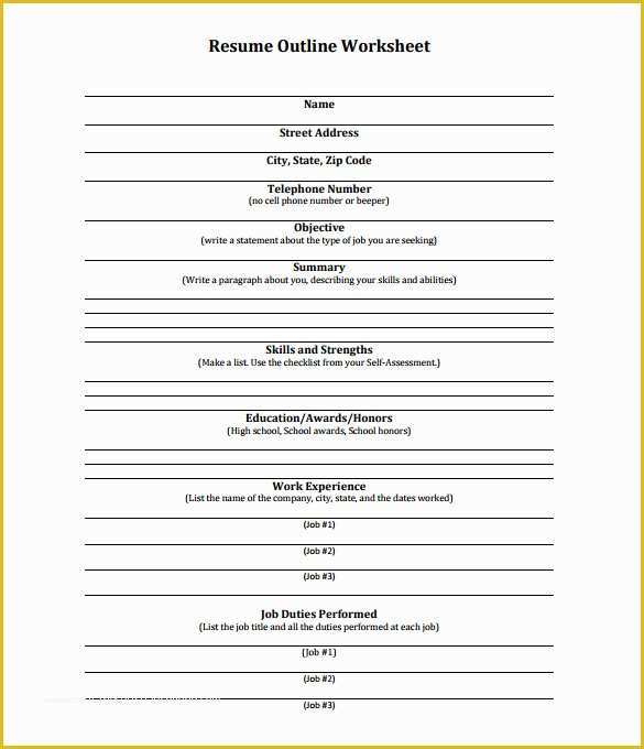 Free Resume Outline Template Of 12 Resume Outline Templates & Samples Doc Pdf