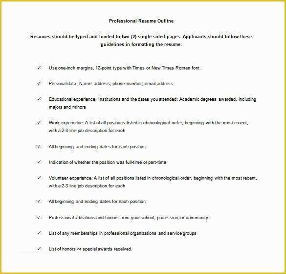 Free Resume Outline Template Of 12 Resume Outline Templates & Samples Doc Pdf