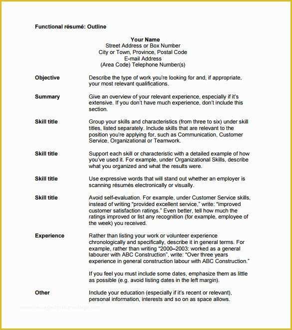 Free Resume Outline Template Of 12 Resume Outline Templates & Samples Doc Pdf