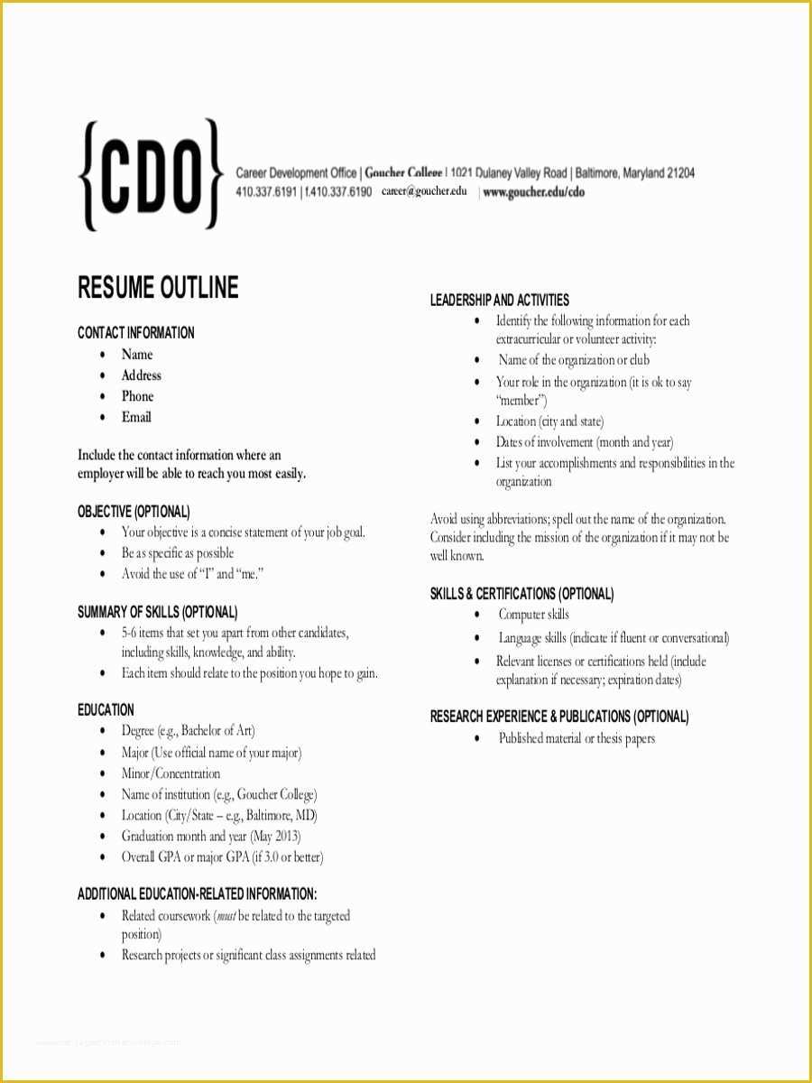 Free Resume Outline Template Of 23 Free Outline Examples & Samples