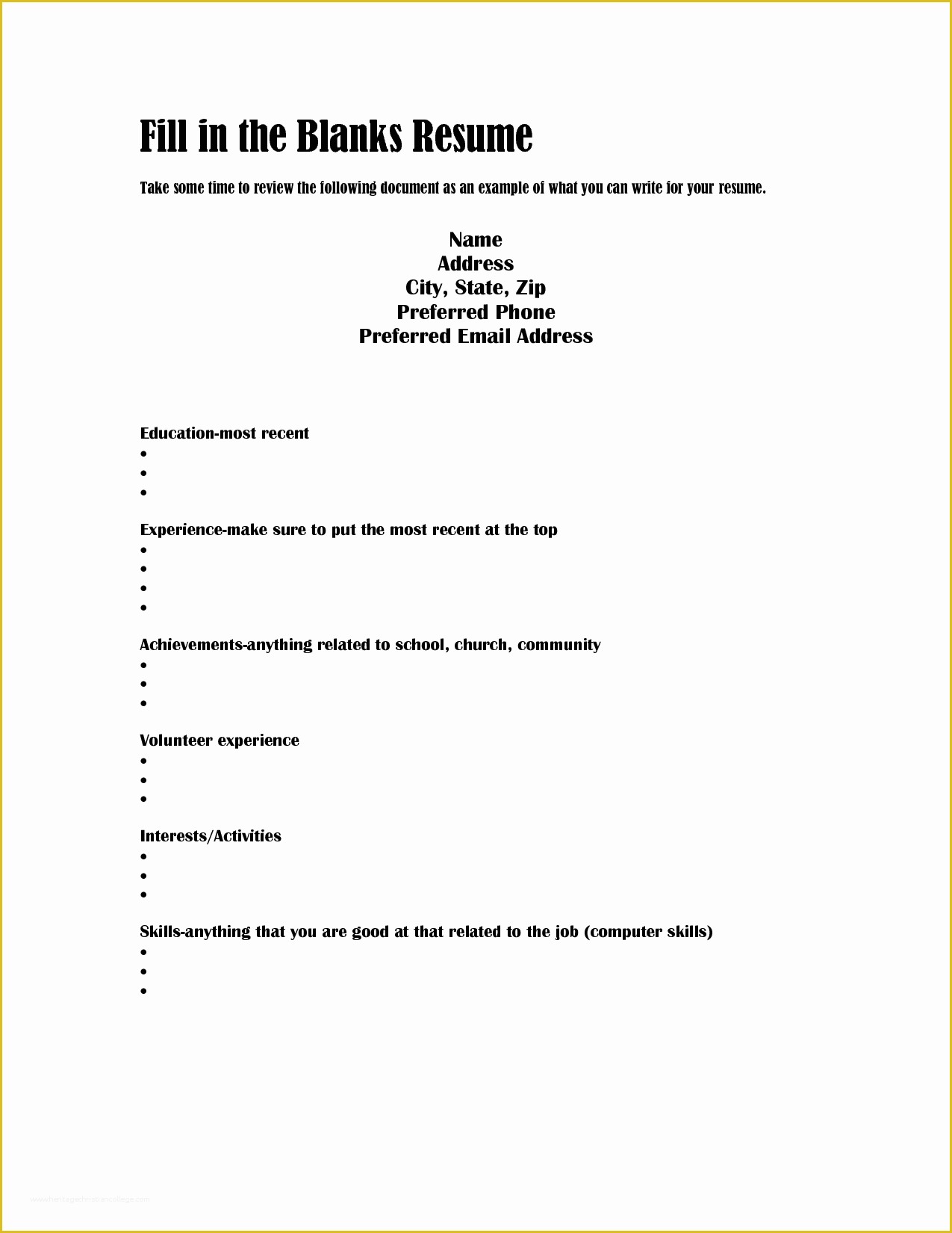Free Resume Outline Template Of Blank Resume Templates Mughals