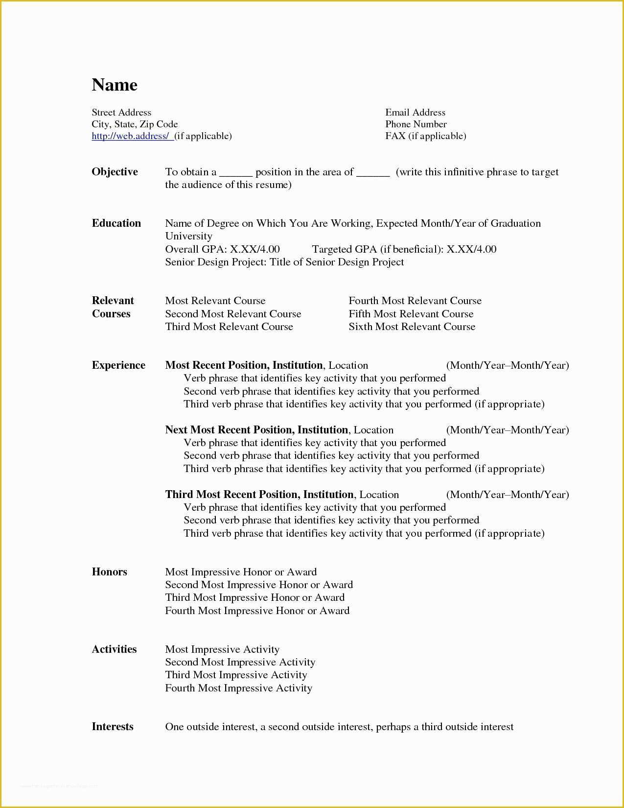 Free Resume Outline Template Of Microsoft Word Resume Templates Beepmunk