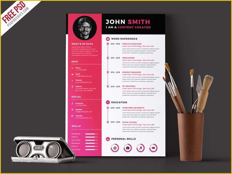 Free Resume Template Psd Of 55 Premium & Free Psd Cv Resumes for Creative People to