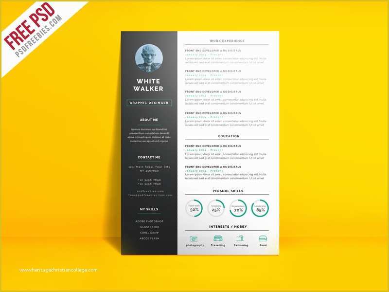 Free Resume Template Psd Of Simple and Clean Resume Cv Template Free Psd