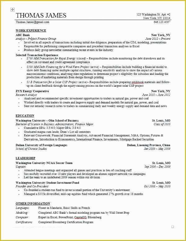 Free Resume Template with Photo Insert Of Free Resume Template with Insert Investment Banking