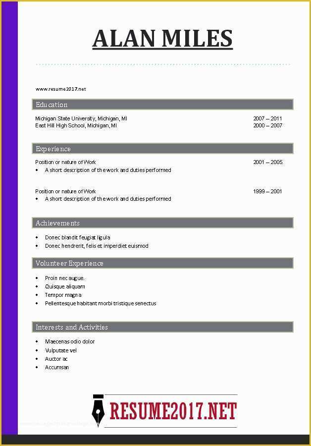 Free Resume Templates 2017 Of Free Resume Templates 2017