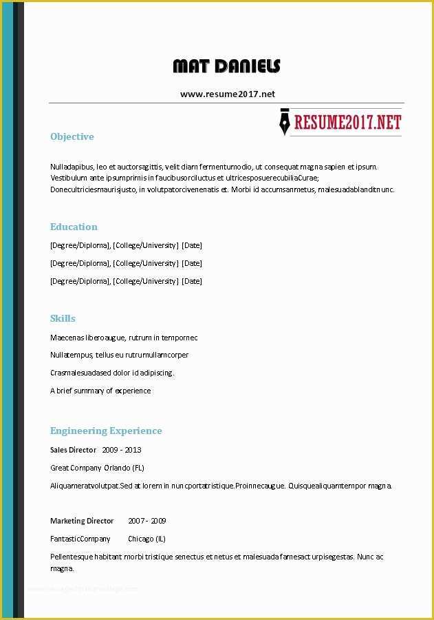 Free Resume Templates 2017 Of Free Resume Templates 2017