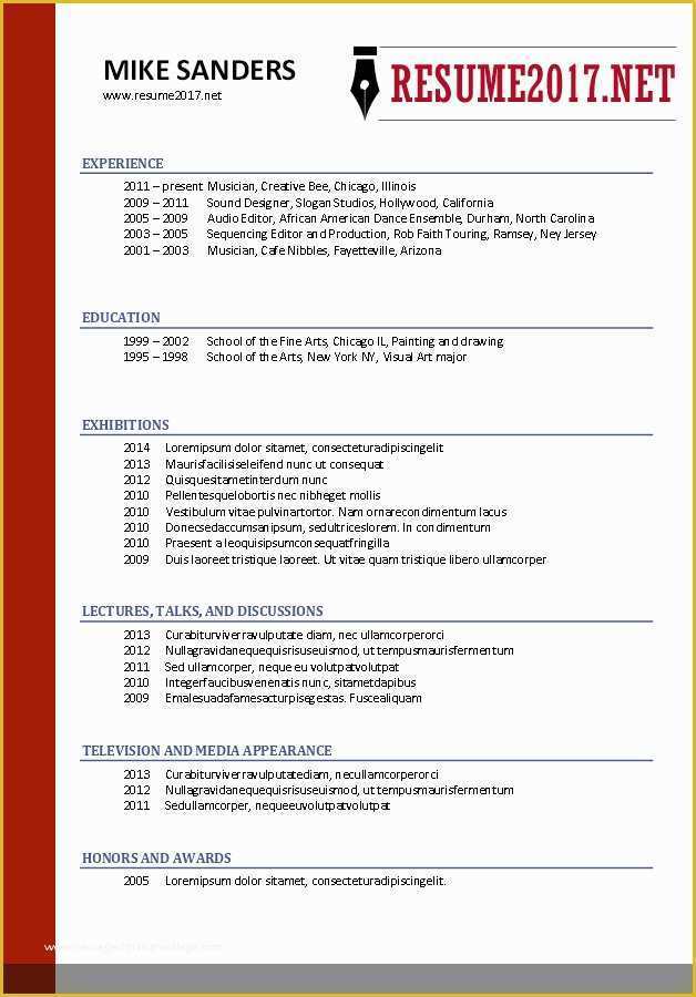 Free Resume Templates 2017 Of Free Resume Templates 2017