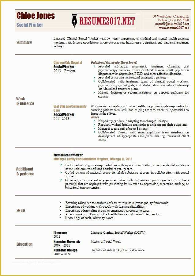 Free Resume Templates 2017 Of social Worker Resume Template 2017