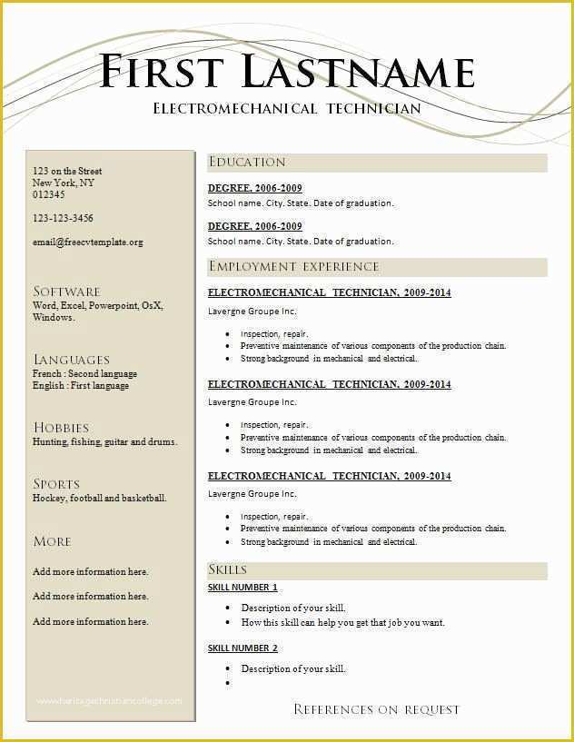 Free Resume Templates Com Of Free Resume Templates