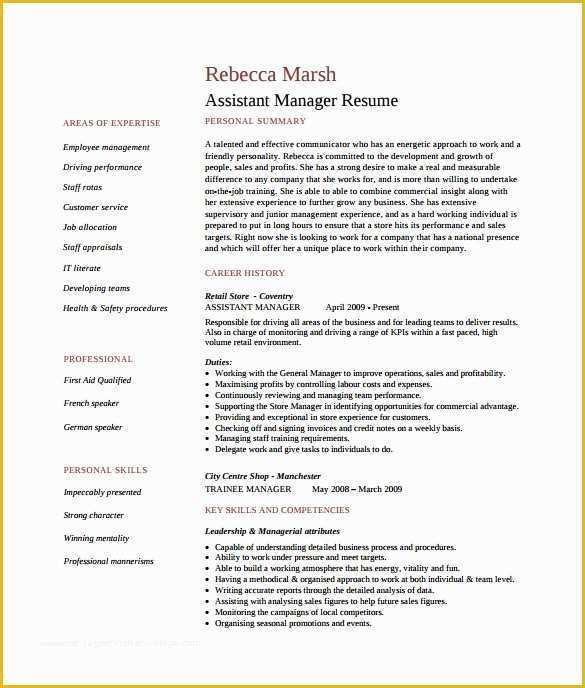 Free Resume Templates Download Pdf Of 10 assistant Manager Resume Templates