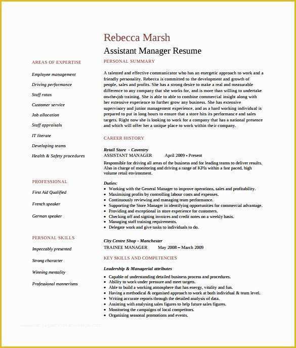 Free Resume Templates Download Pdf Of 10 assistant Manager Resume Templates