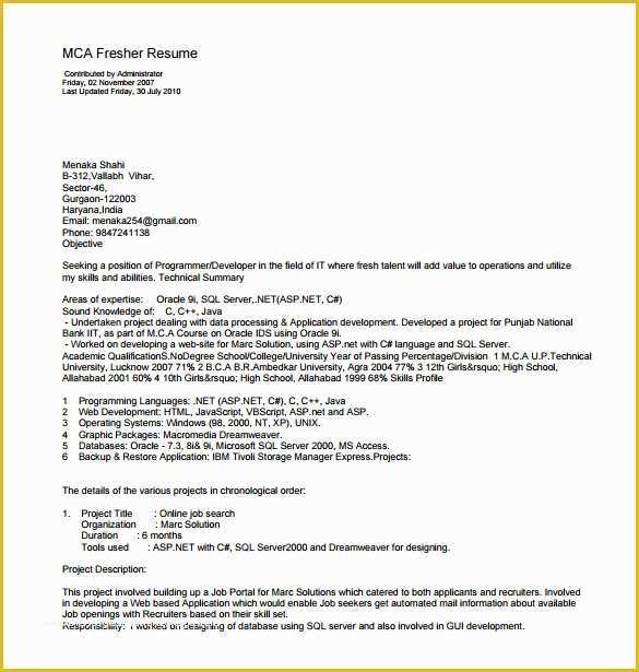 Free Resume Templates Download Pdf Of Resume Template for Fresher – 10 Free Word Excel Pdf