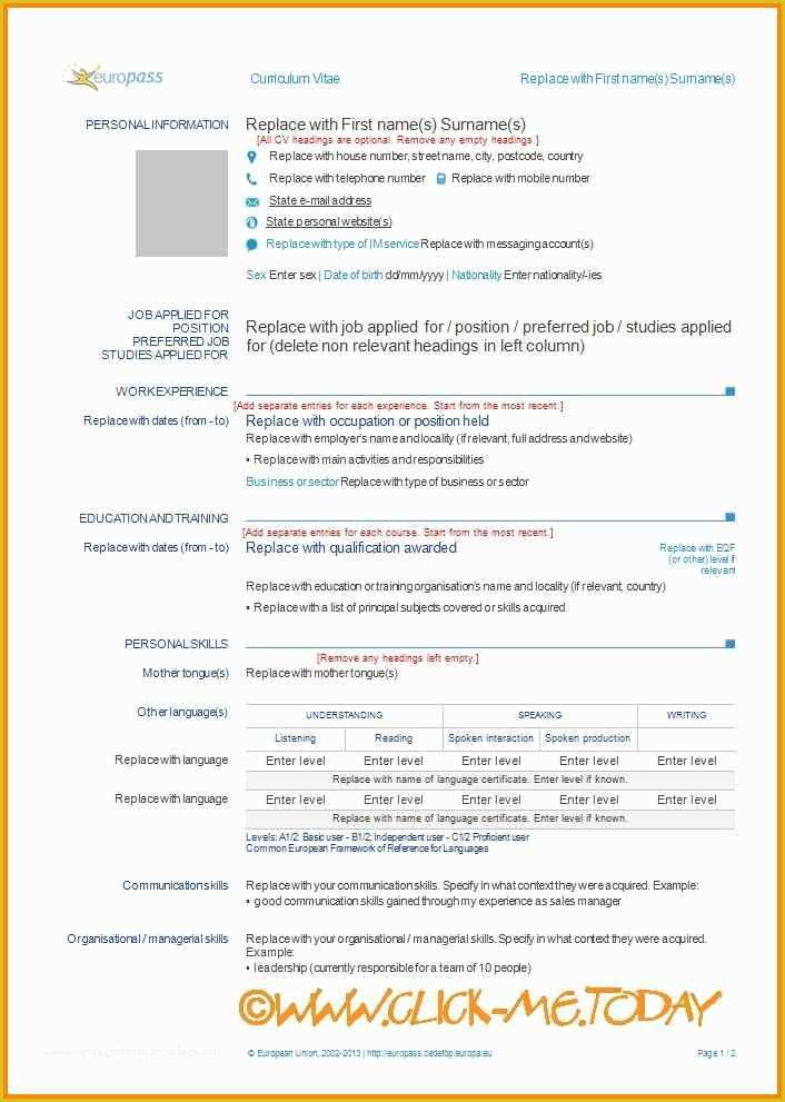 Free Resume Templates Editable Of 9 Cv Template Europass