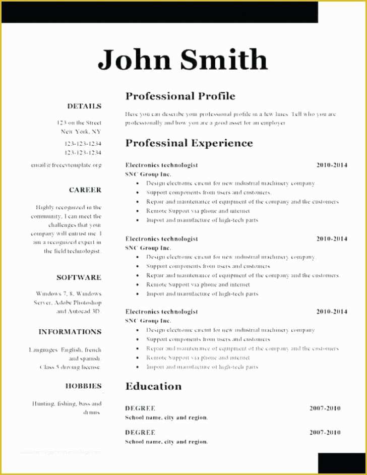 Free Resume Templates for Apple Pages Of Resume Template 2019