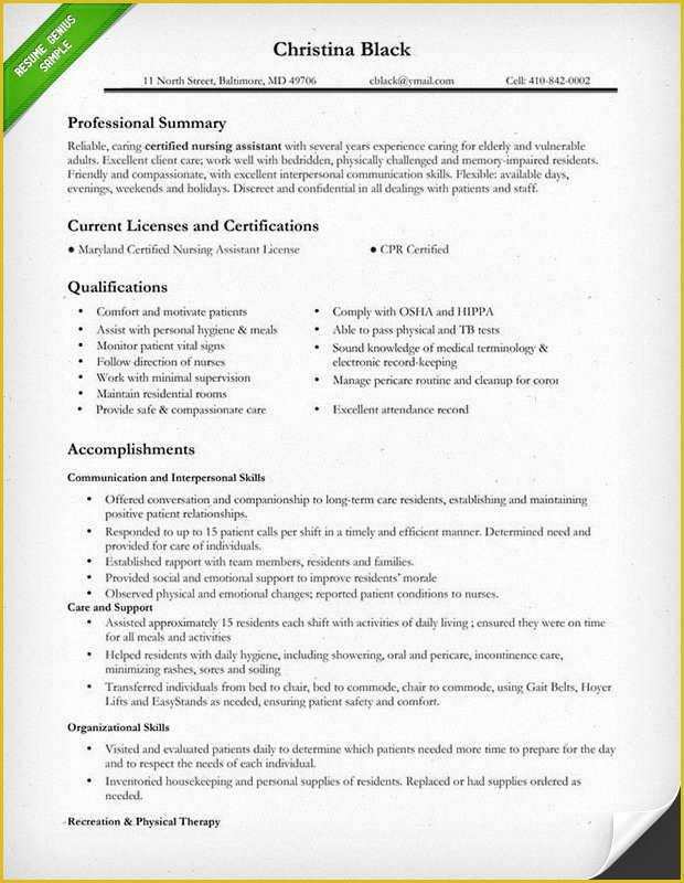 Free Resume Templates for Certified Nursing assistant Of 10 Best Nursing Resume Templates