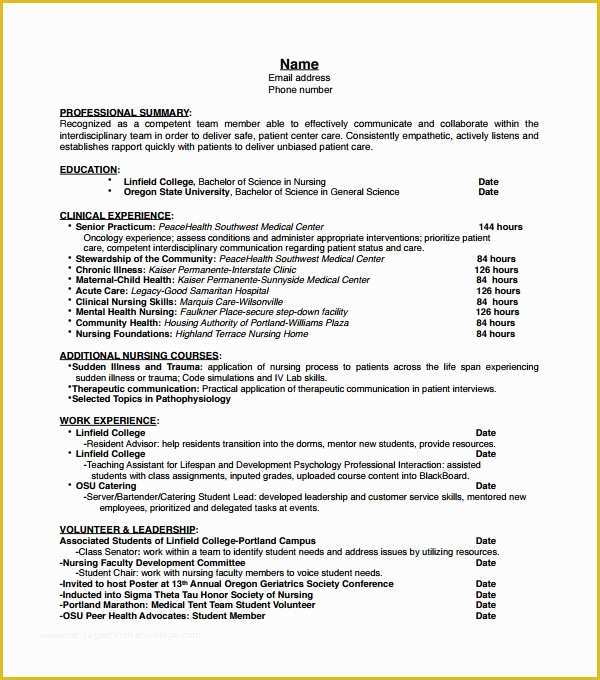 Free Resume Templates for Certified Nursing assistant Of 54 Resume Templates