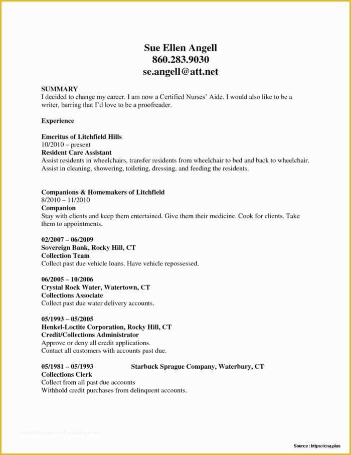 Free Resume Templates for Certified Nursing assistant Of Certified Nursing assistant Resume Objective Examples