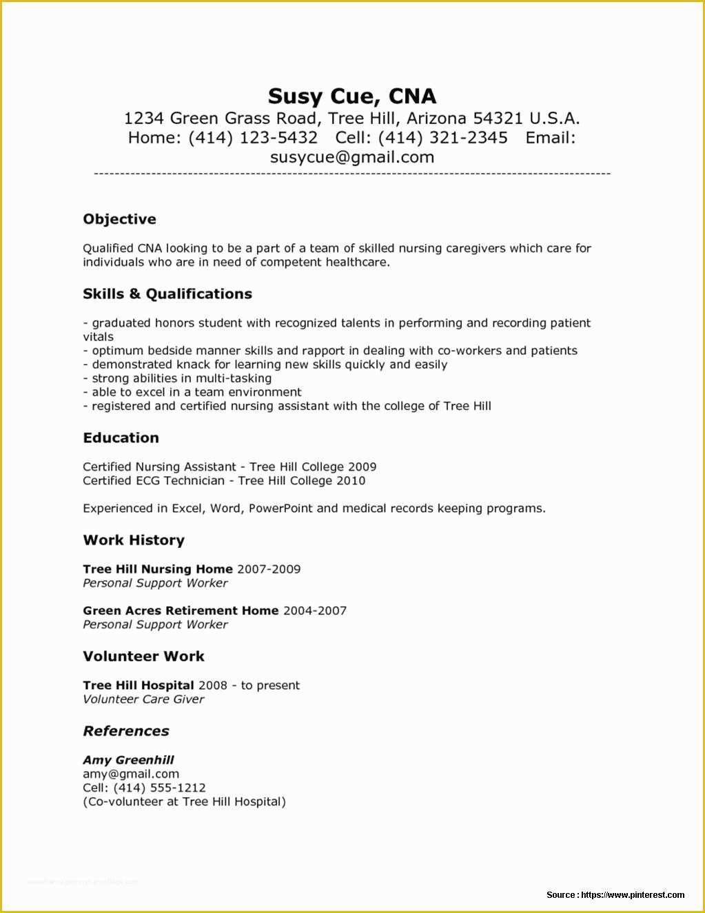 Free Resume Templates for Certified Nursing assistant Of Certified Nursing assistant Resume Templates Resume