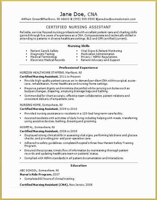 Free Resume Templates for Certified Nursing assistant Of Check Out This Sample Of A Cna Resume Resumes are Vital