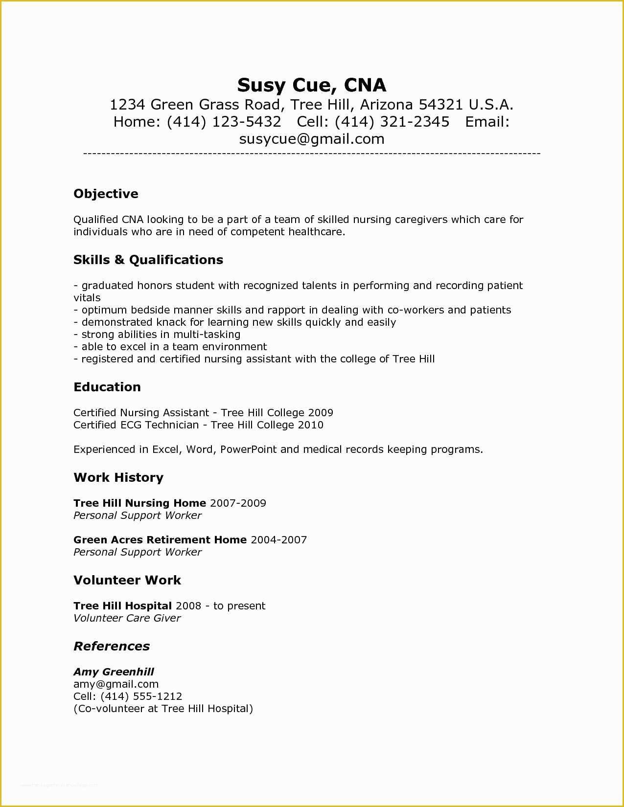 Free Resume Templates for Certified Nursing assistant Of Cna Resume Samples Luxury Examples for Nurses with No