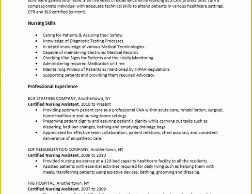 Free Resume Templates for Certified Nursing assistant Of Free Certified Nursing assistant Cna Resume Template