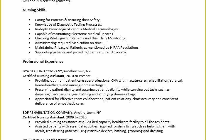 Free Resume Templates for Certified Nursing assistant Of Free Certified Nursing assistant Cna Resume Template