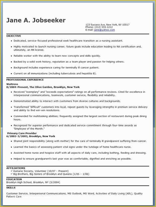 Free Resume Templates for Certified Nursing assistant Of Free Nursing assistant Resume Templates