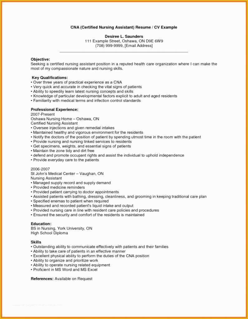 Free Resume Templates for Certified Nursing assistant Of Free Resume Templates for Certified Nursing assistant