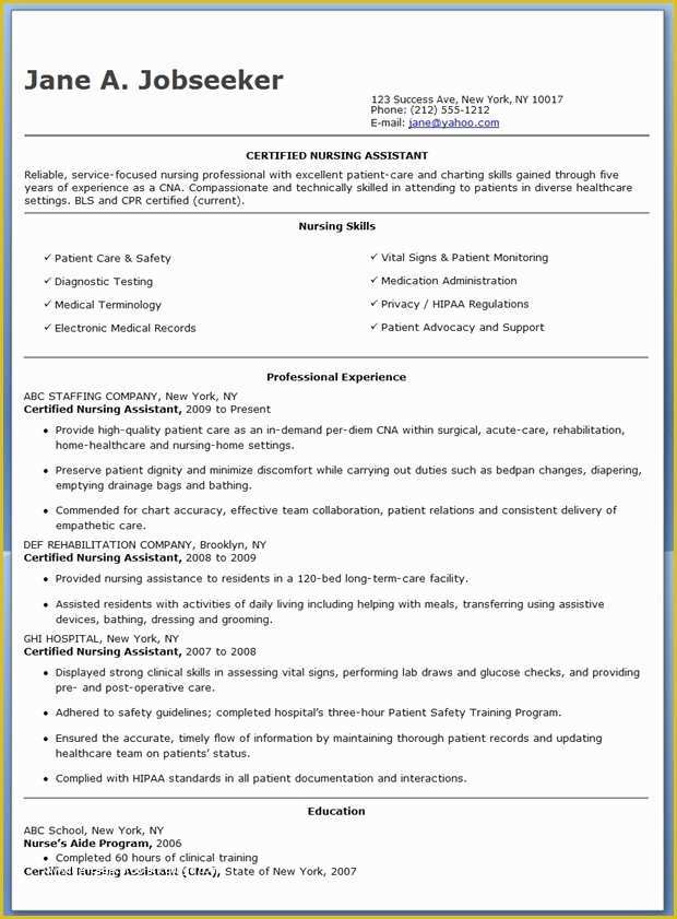 Free Resume Templates for Certified Nursing assistant Of Free Sample Certified Nursing assistant Resume