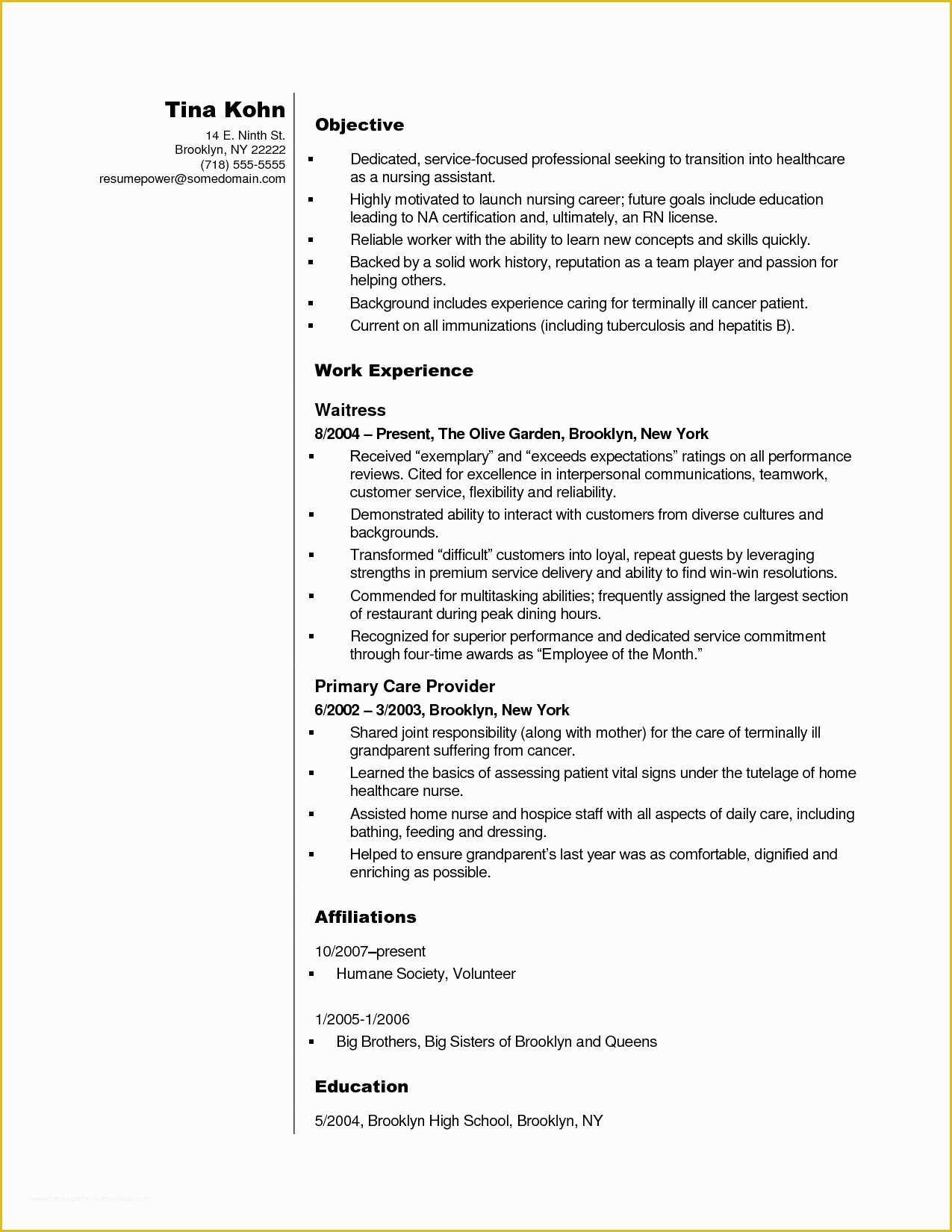 Free Resume Templates for Certified Nursing assistant Of New Cna Resume Talktomartyb
