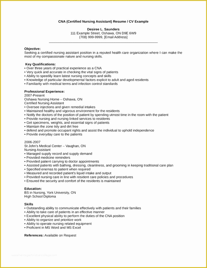 Free Resume Templates for Certified Nursing assistant Of Professional Cna Resume Template