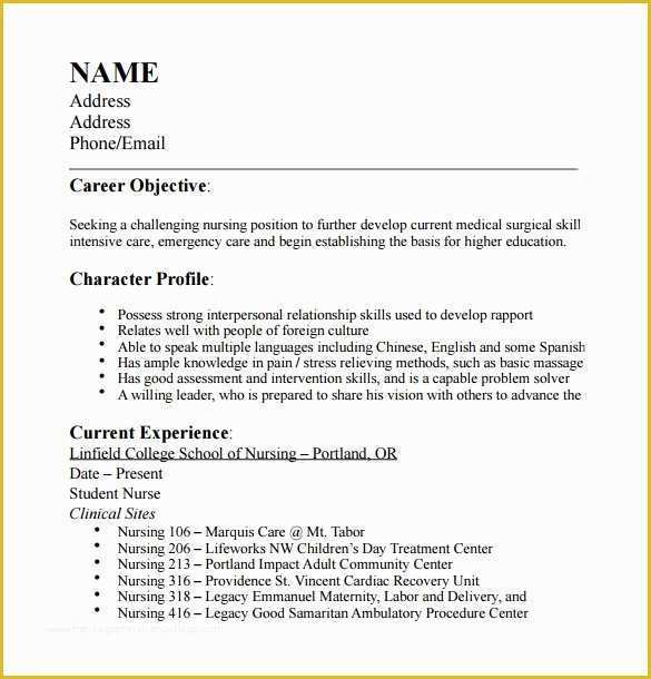 Free Resume Templates for Certified Nursing assistant Of Sample Cna Resumes