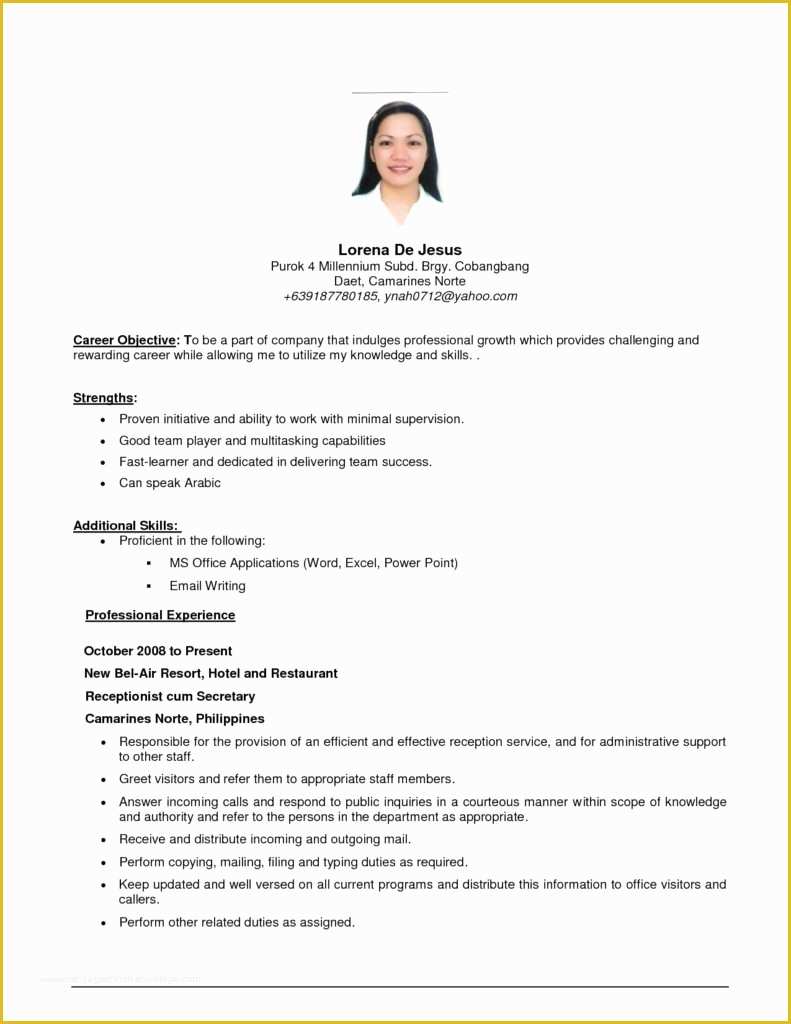 Free Resume Templates for First Time Job Seekers Of Best Resume for First Time Job Seeker Philippines