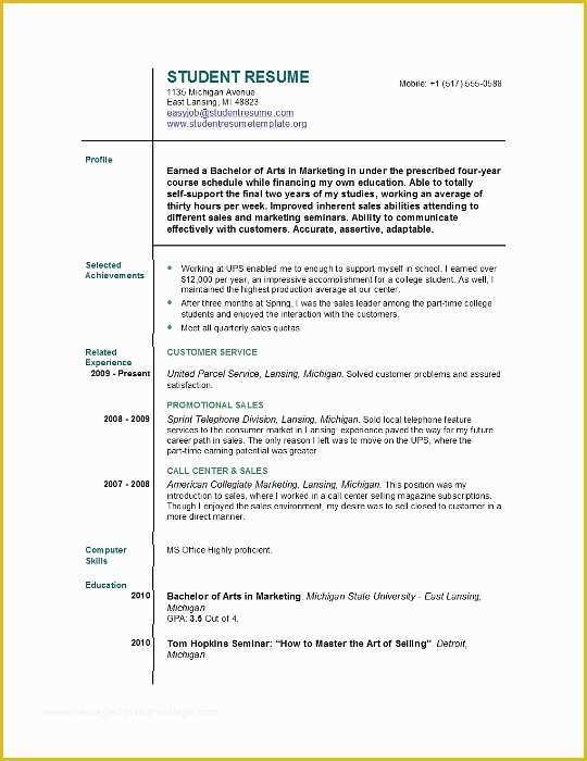 Free Resume Templates for First Time Job Seekers Of First Job Resume Templates