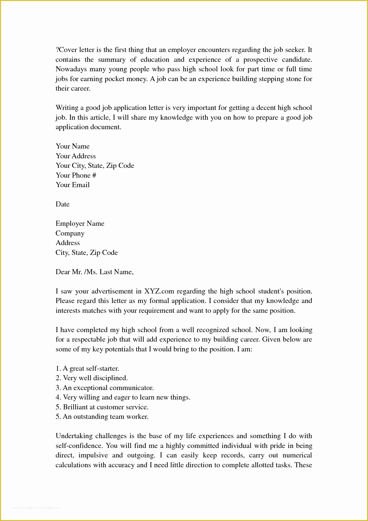 sample cover letter for first time job seekers