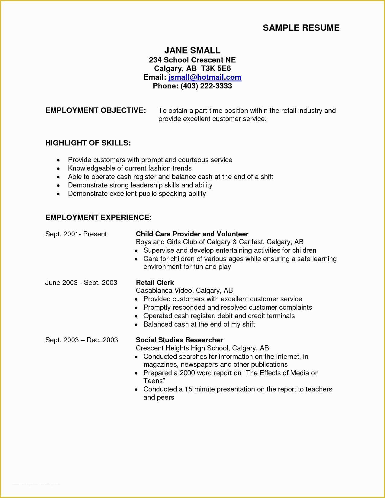 Free Resume Templates for First Time Job Seekers Of Resume and Template