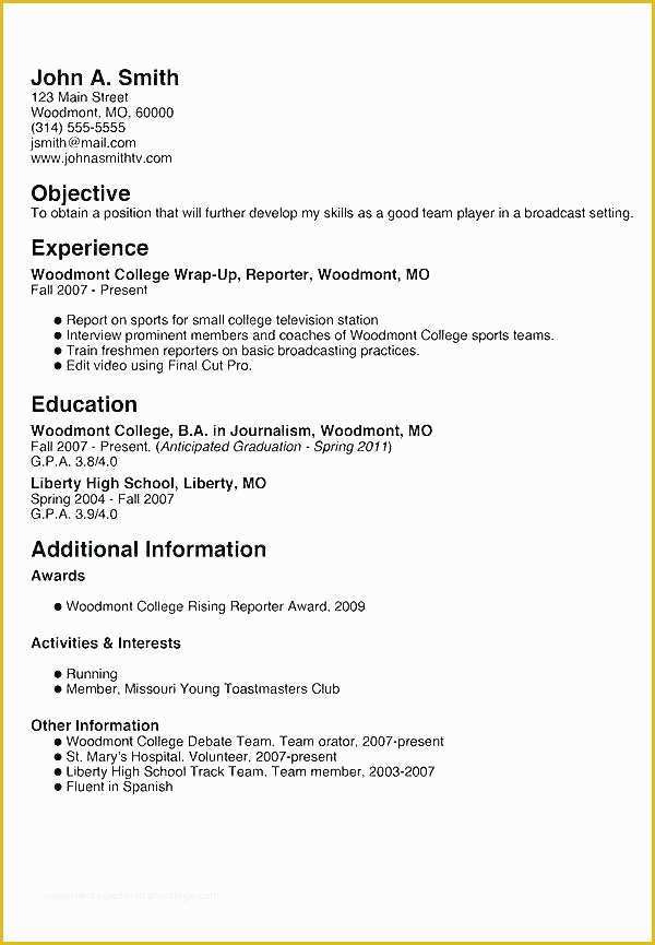 Free Resume Templates for First Time Job Seekers Of Resume Template for First Job First Time Resume Resume