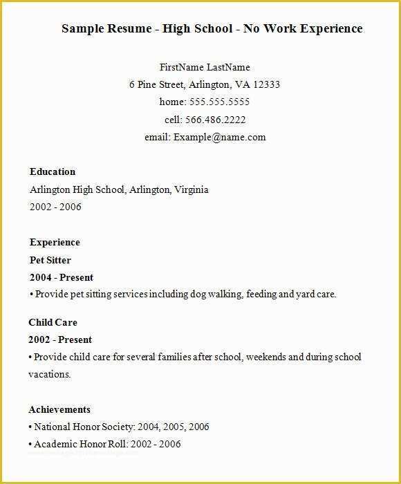 Free Resume Templates for Highschool Students with No Work Experience Of 10 High School Resume Templates – Free Samples Examples