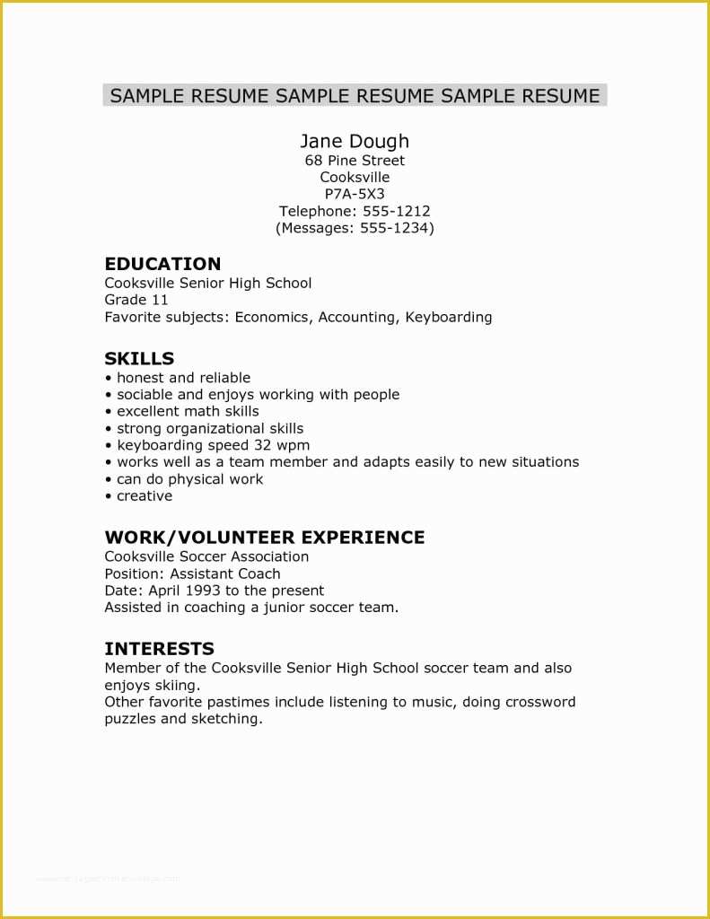 Free Resume Templates for Highschool Students with No Work Experience Of Best Resume Examples for Highschool Students with No Work