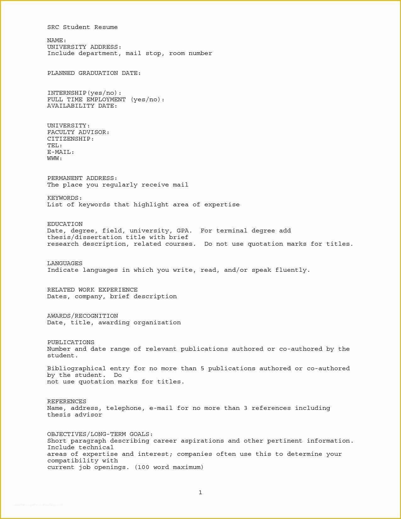 Free Resume Templates For Highschool Students With No Work Experience 