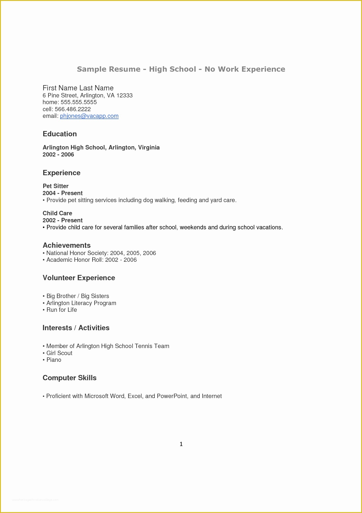 Free Resume Templates for Highschool Students with No Work Experience Of How to Make A Resume for A Highschool Student with No