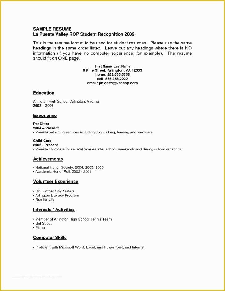 Free Resume Templates for Highschool Students with No Work Experience Of Resume and Template Free Resume Templates for No Work