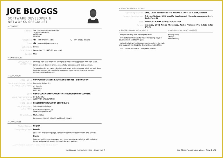 Free Resume Templates for Libreoffice Of Resume Templates with Photo for Libreoffice Libreoffice