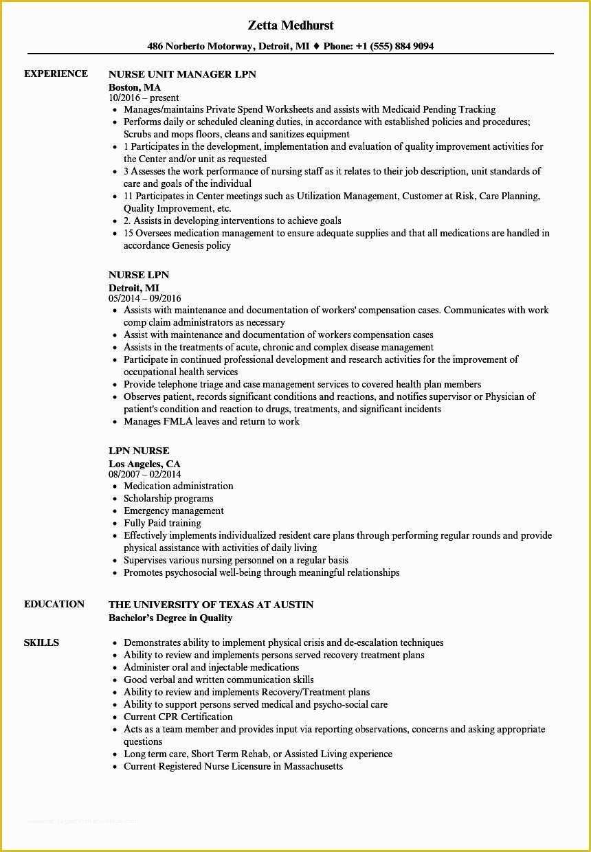 Free Resume Templates for Lpn Nurses Of 20 Sample Lpn Nursing Resume – Diocesisdemonteria