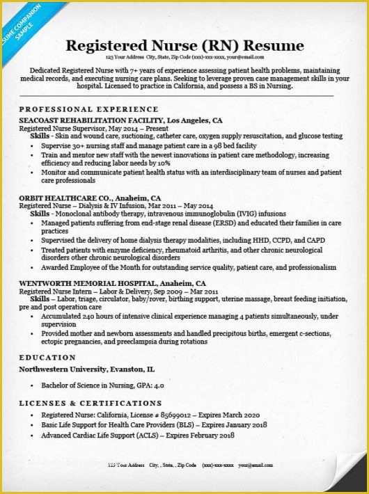 Free Resume Templates for Lpn Nurses Of Registered Nurse Rn Resume Sample & Tips