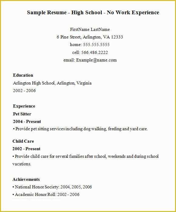 Free Resume Templates for No Work Experience Of 10 High School Resume Templates – Free Samples Examples