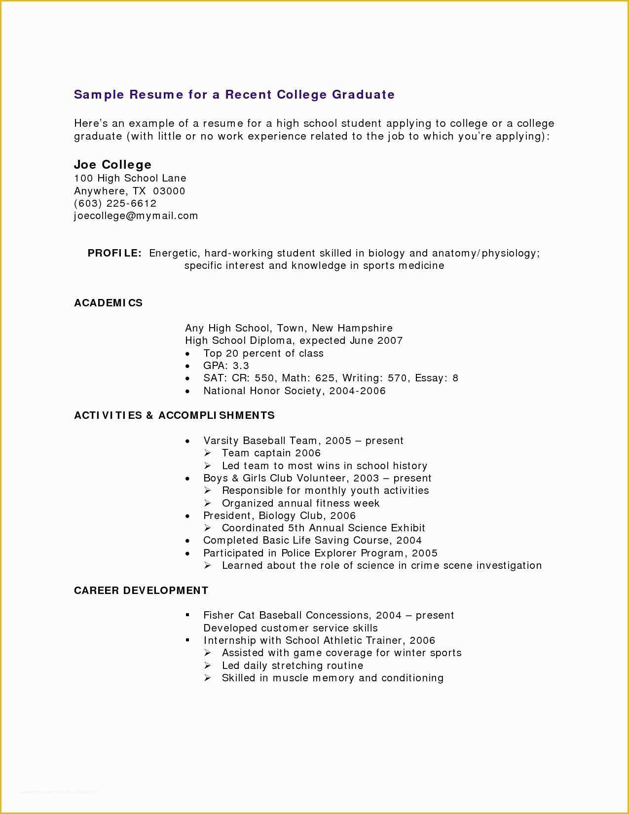 Free Resume Templates for No Work Experience Of Free Resume Templates No Work Experience