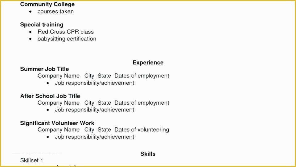 Free Resume Templates for No Work Experience Of High School Resume Template Download Templates for
