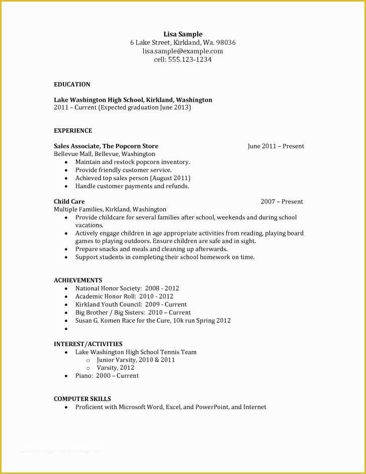 Free Resume Templates for No Work Experience Of Resume and Template High School Resume Template High